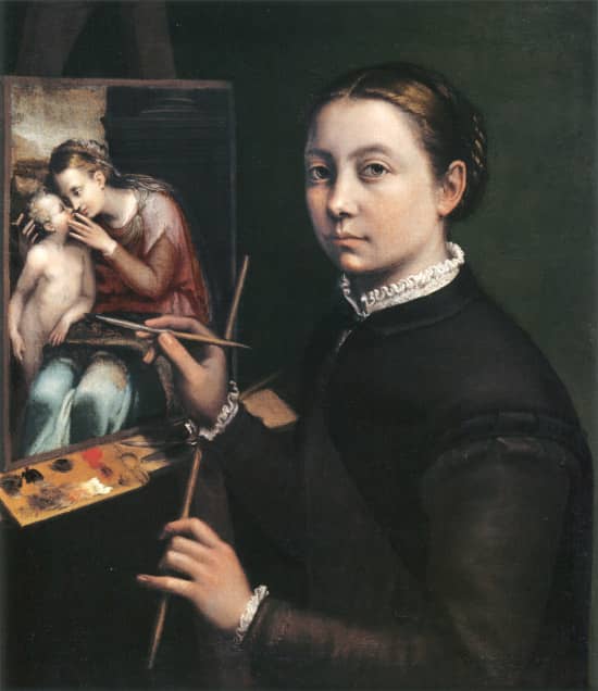 Self-portrait_at_the_Easel_Painting_a_Devotional_Panel_by_Sofonisba_Anguissola -Women artists at the Prado Museum
